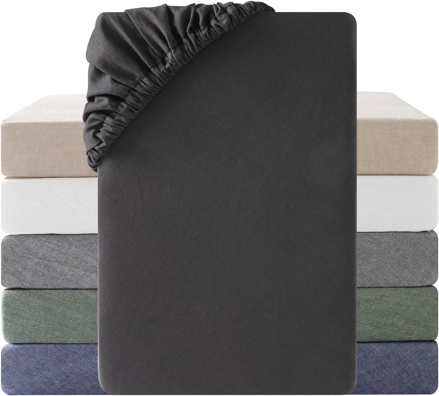 Detalle de SOULFUL Spannbettlaken 90x190cm – 100% Baumwolle, Stonewashed, Öko-Tex zertifiziert, passt bis zu 25 cm Matratzhöhe