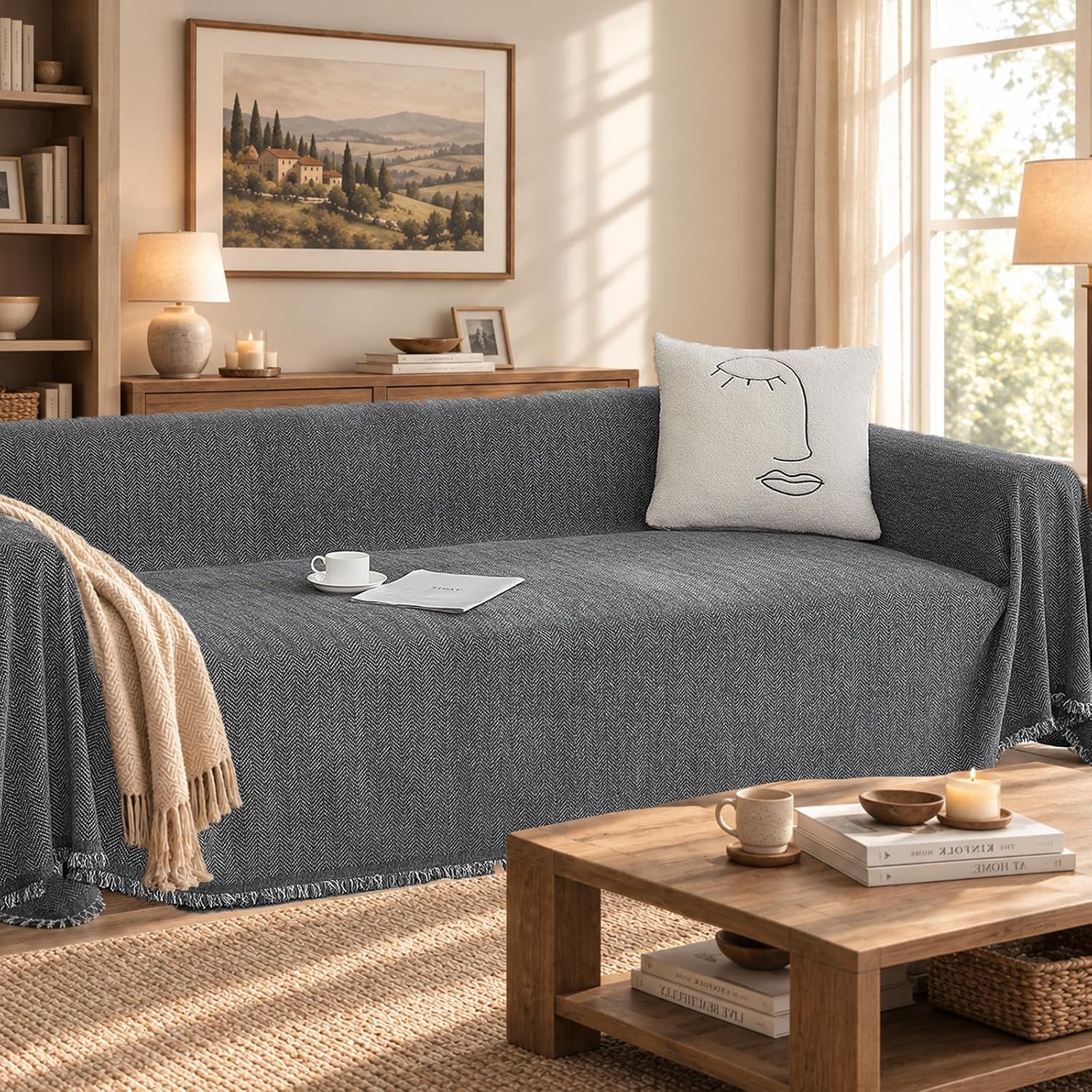 Detalle de YHUKB Chenille sofa cover, 71 x 118 inches