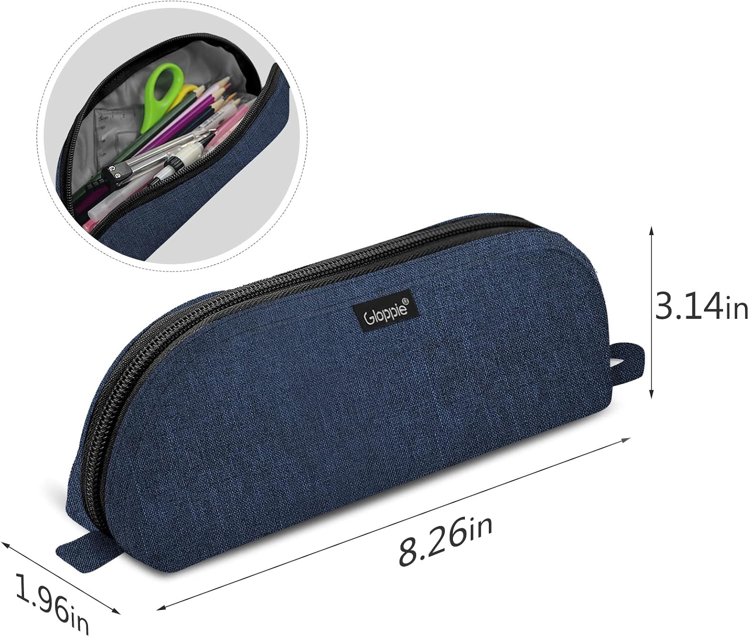 Detalle de Gloppie Astuccio Grande Capacità 2 PCS Blu – Organizza Cancelleria Scuola e Ufficio