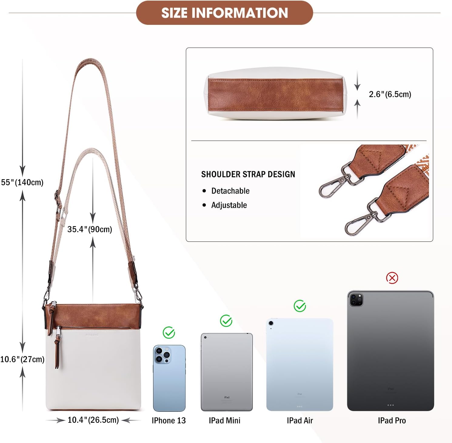 Thumbnail 1 de Roulens Trendy Crossbody Bag for Women – lightweight medium vegan leather purse with adjustable wide strap