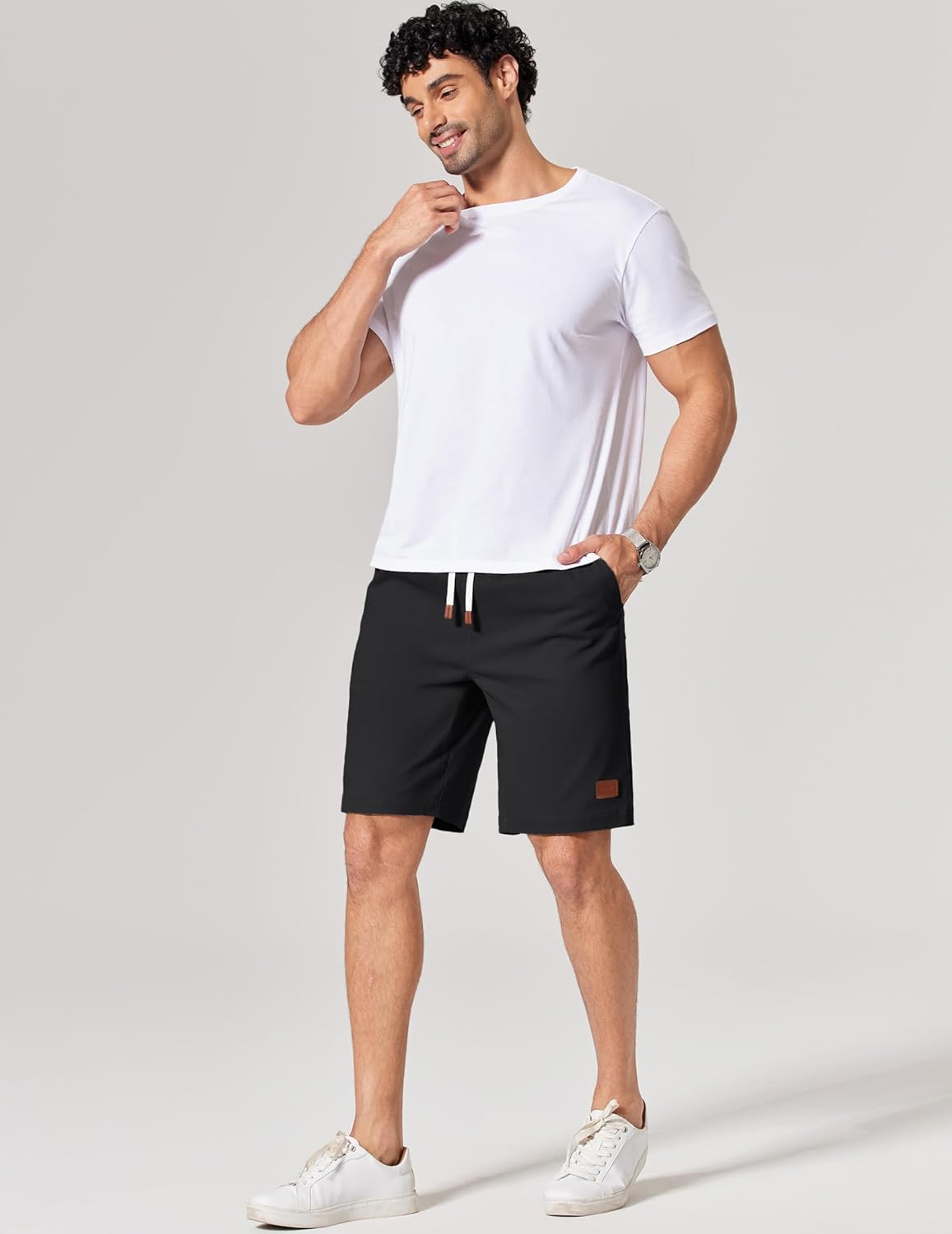 Detalle 2 de COOFANDY Men's Cotton Chino Shorts 9 Inch: Casual Comfort with Practical Pockets