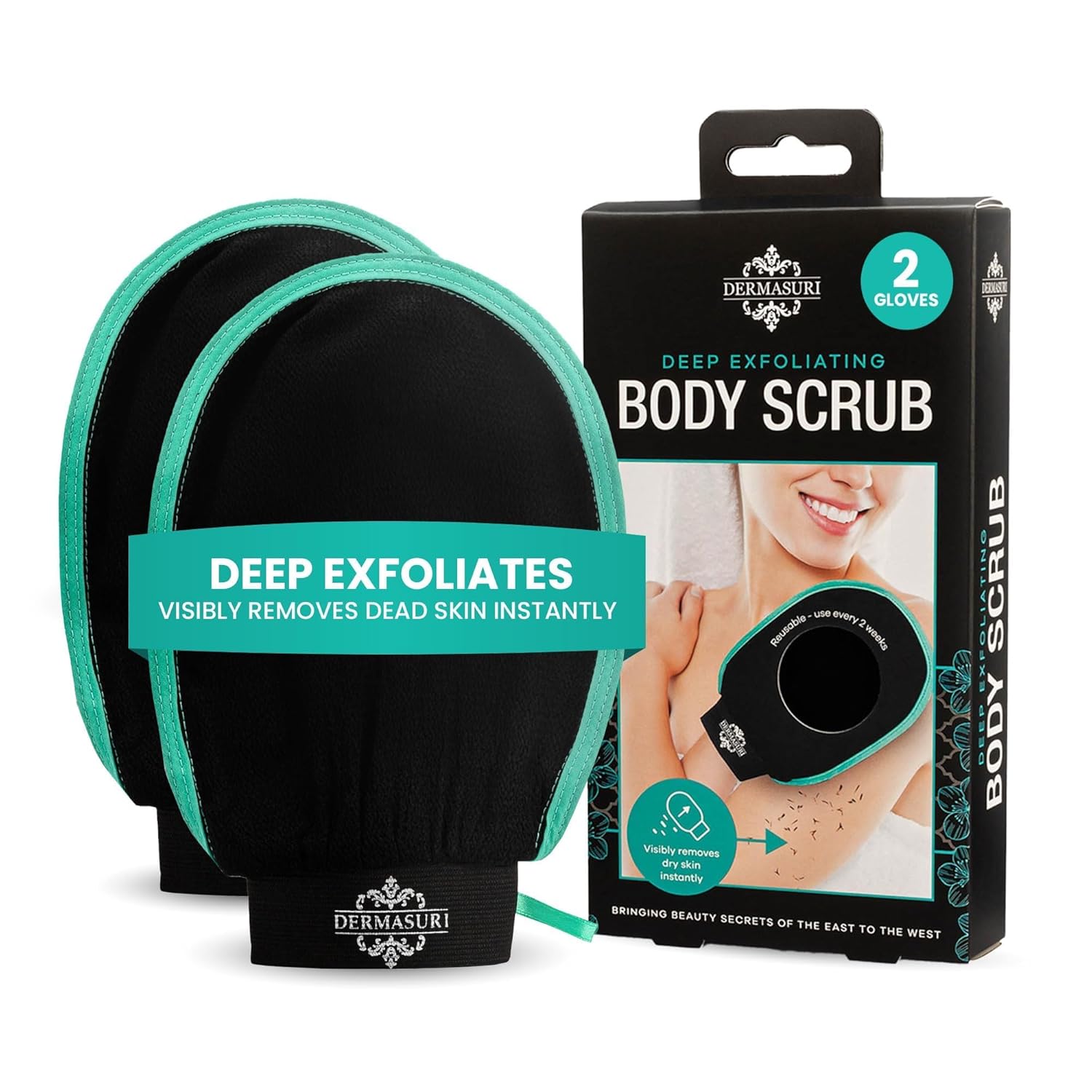Detalle de Dermasuri Deep Exfoliating Glove (2 Pack) – Korean Exfoliating Mitt & Body Scrubber