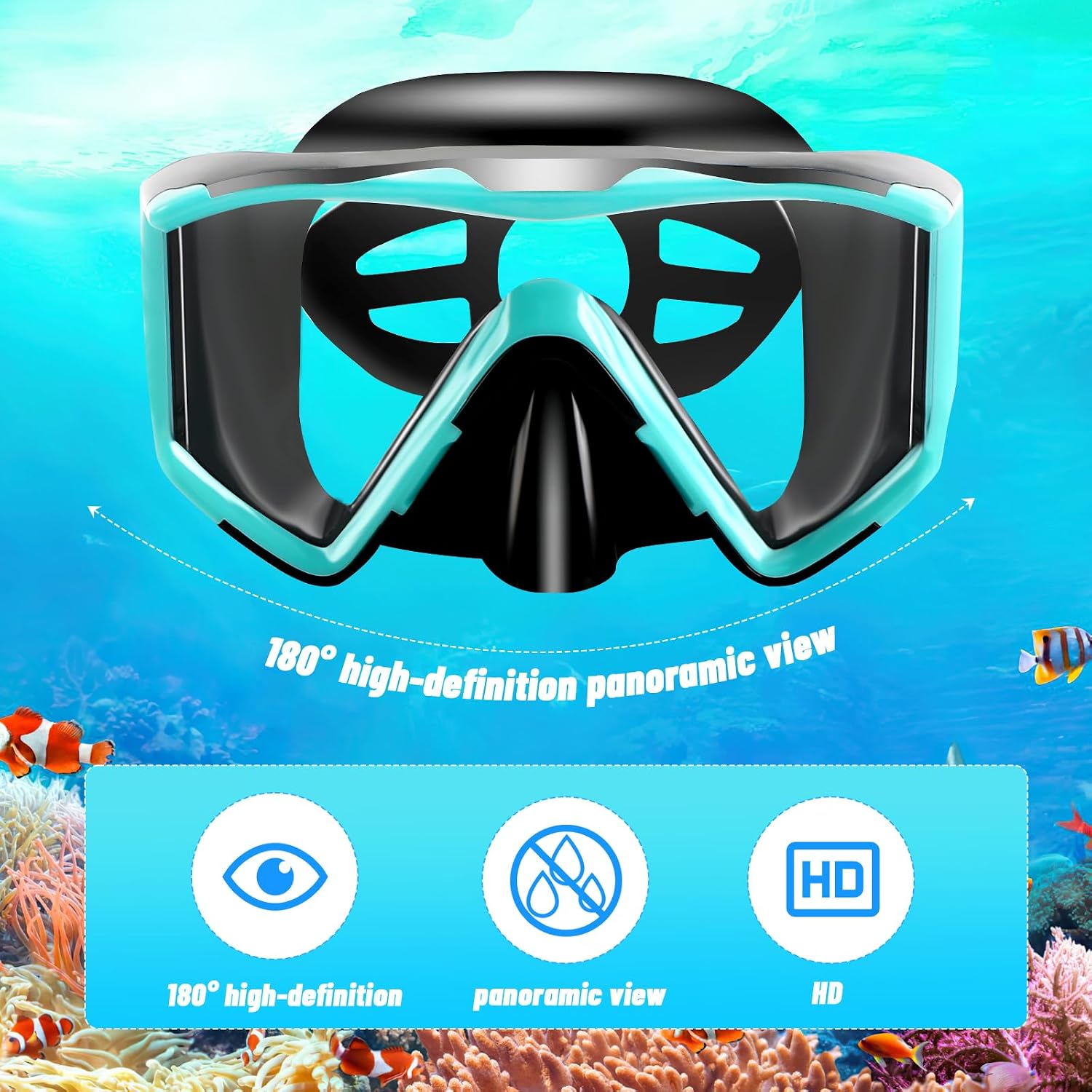 Thumbnail 2 de Collazoey qsjqhl snorkelset voor volwassenen met panoramisch masker