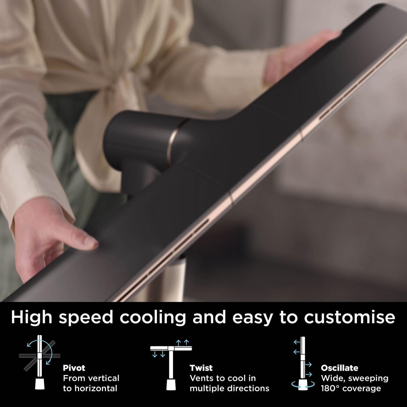 Thumbnail 1 de Shark TurboBlade Bladeless Tower Fan TF200SUK (Charcoal) with 10 speeds, 180° oscillation and remote