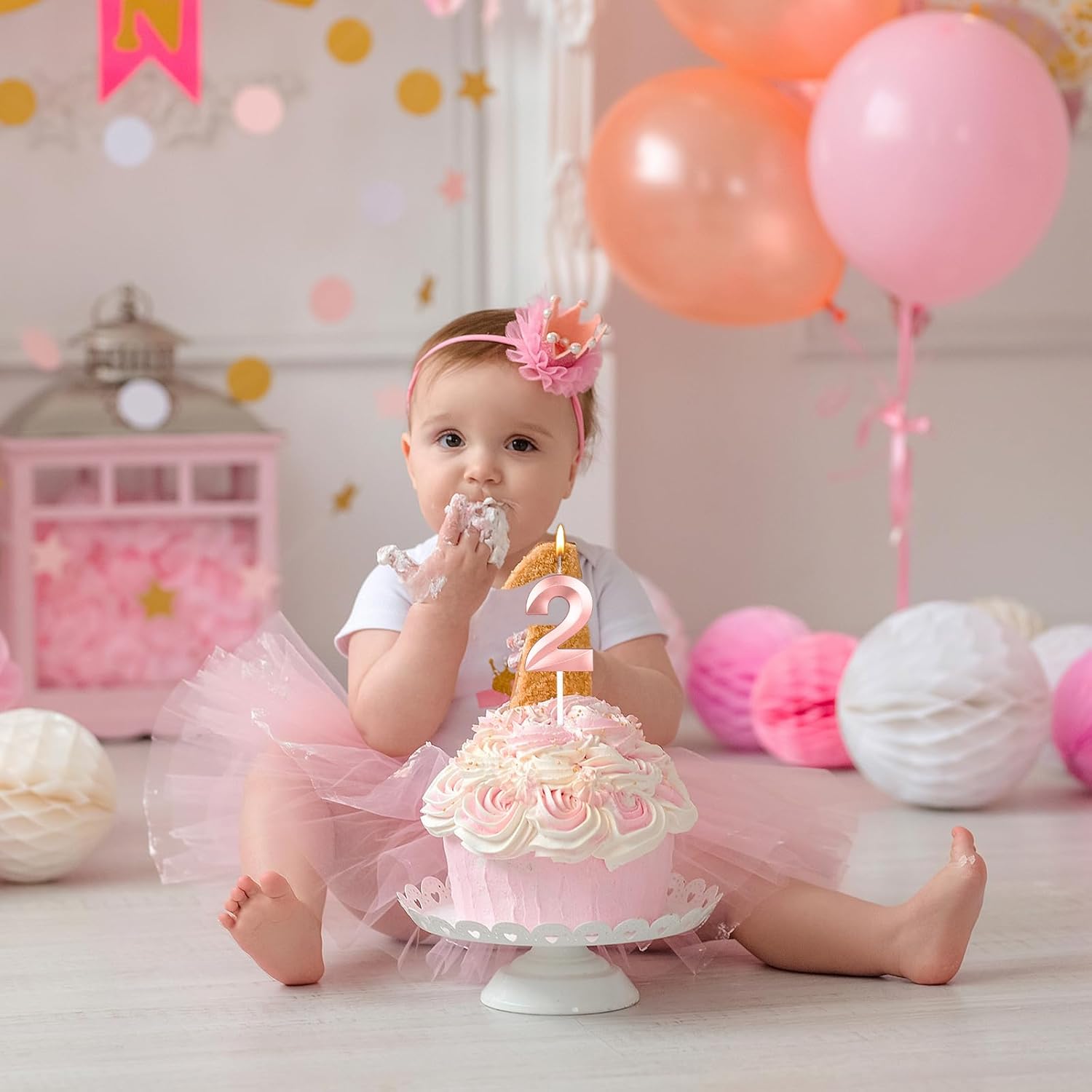 Thumbnail 5 de Yiran 3D Birthday Candles Rose Gold Number 18 (Candle Cake Topper)