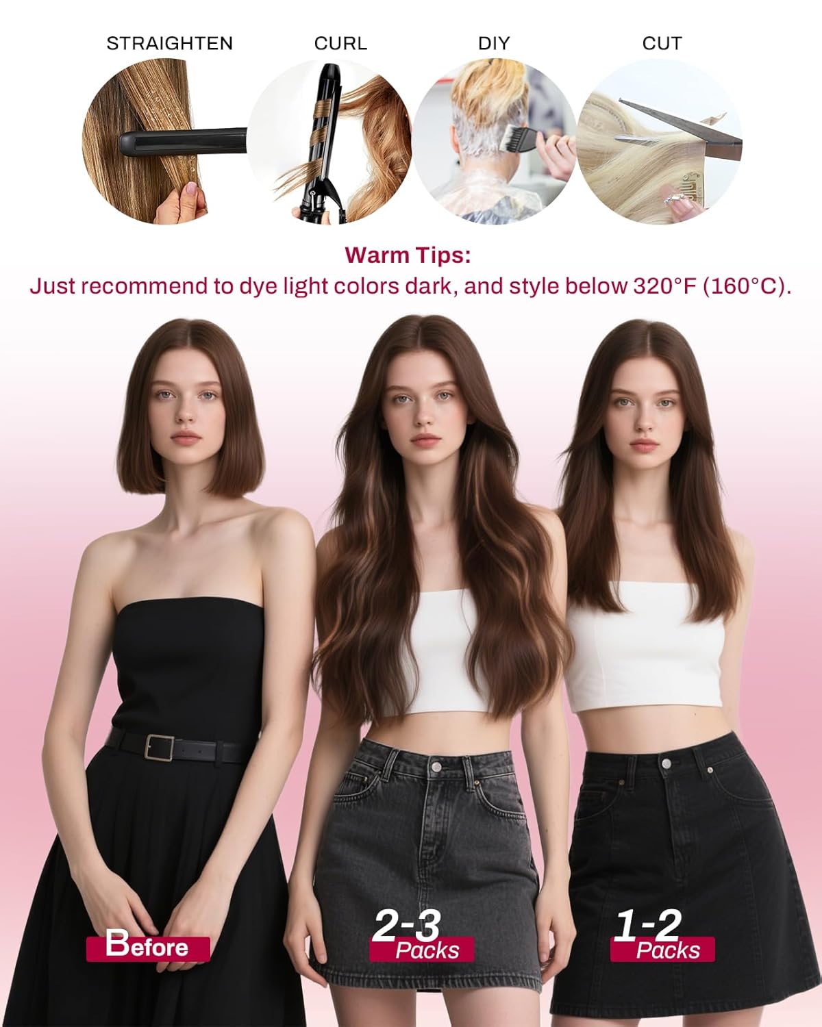 Detalle 1 de Clip in Hair Extensions 20inch 120g