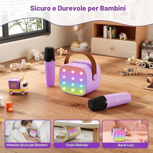 Thumbnail 6 de Voijump Mini macchina karaoke con 2 microfoni senza fili – portatile, Bluetooth 5.4 e luci integrate
