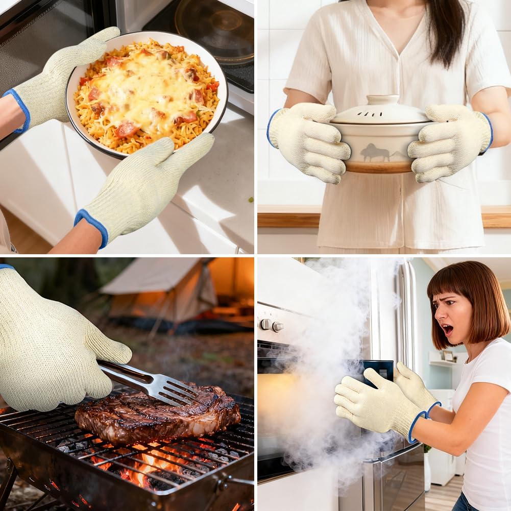 Thumbnail 6 de AUAUY ovenhandschoenen, dubbel gebreid katoen met vijf vingers, tot 250 °C