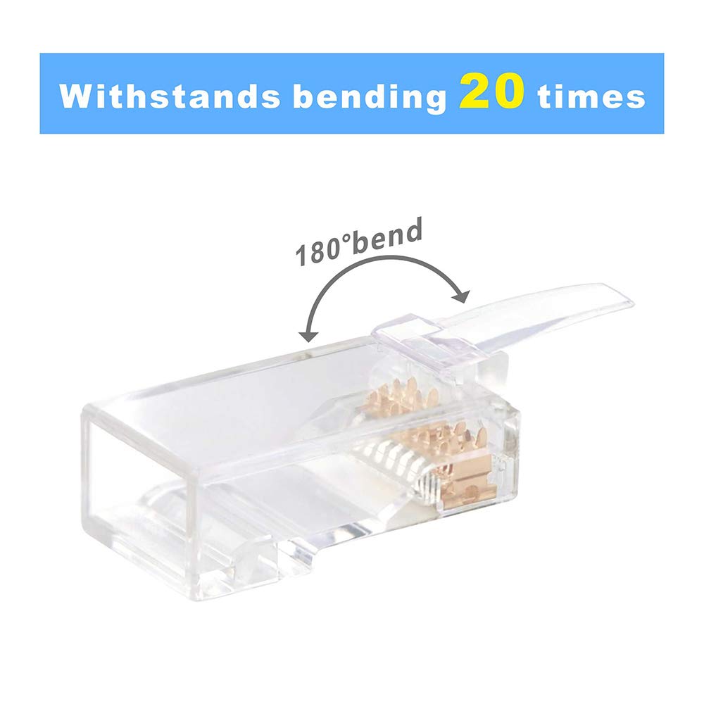 Detalle de VCE RJ45 Connector Pass Through Cat6 (100 Pack) – Easy Wiring for Cat6/Cat5e Networks