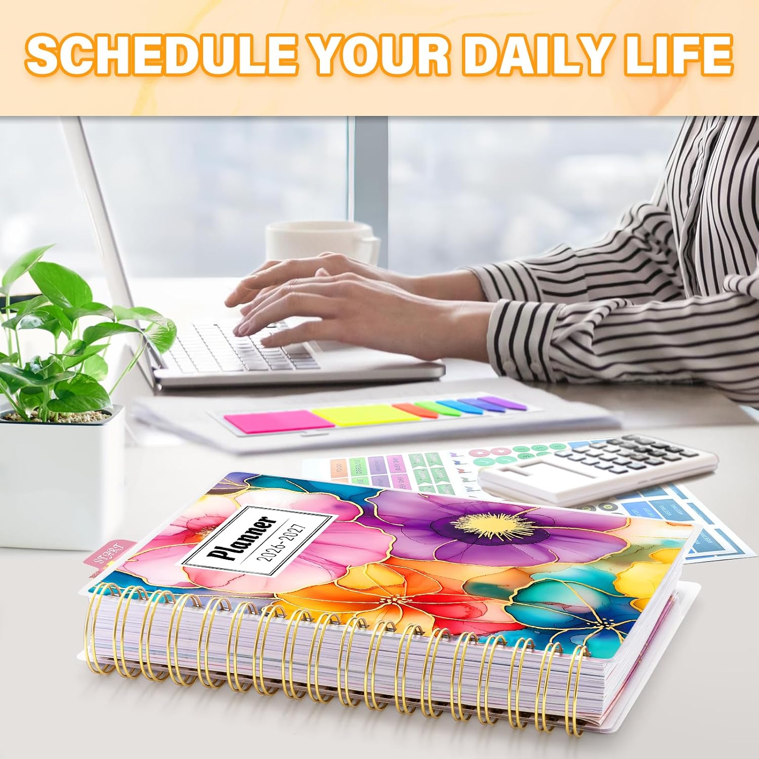 Detalle de montcool 2026-2027 Academic Planner, 18-Month Weekly and Monthly, Floral Cover