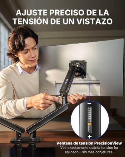 Thumbnail 4 de HUANUO FlowLift Pro: Soporte monitor doble 13–32" con Brazo MechaSpring y montaje VESA sin herramientas