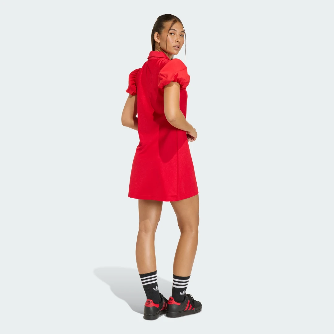 Detalle 2 de Vestido con mangas abullonadas de Adidas – Rojo