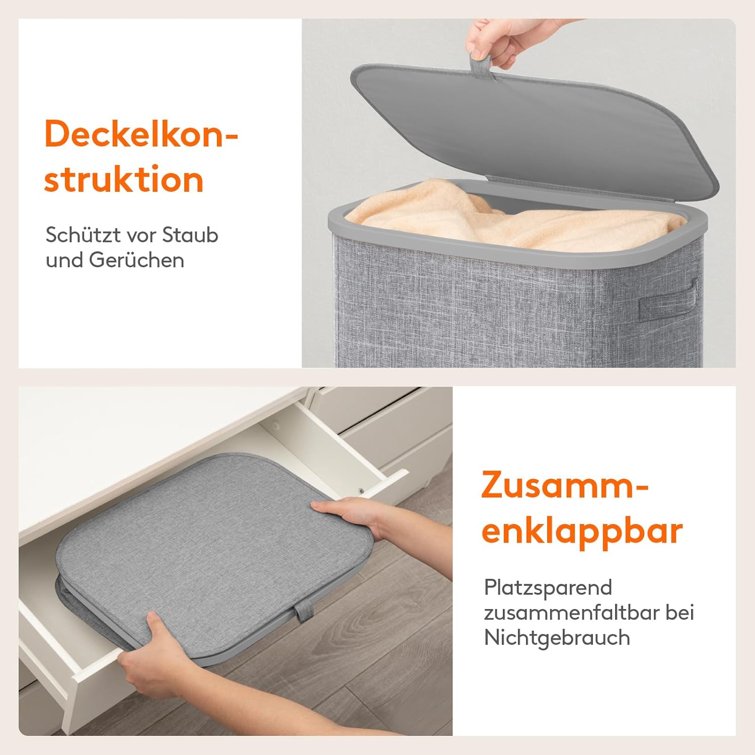 Thumbnail 5 de Lifewit 105L Wäschekorb mit Deckel – stabil, faltbar, mit Innenbeutel