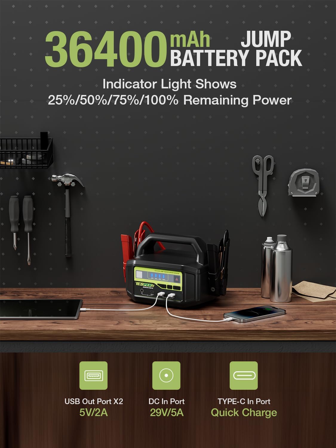 Detalle 2 de YESPER Car Battery Jump Starter 6000A