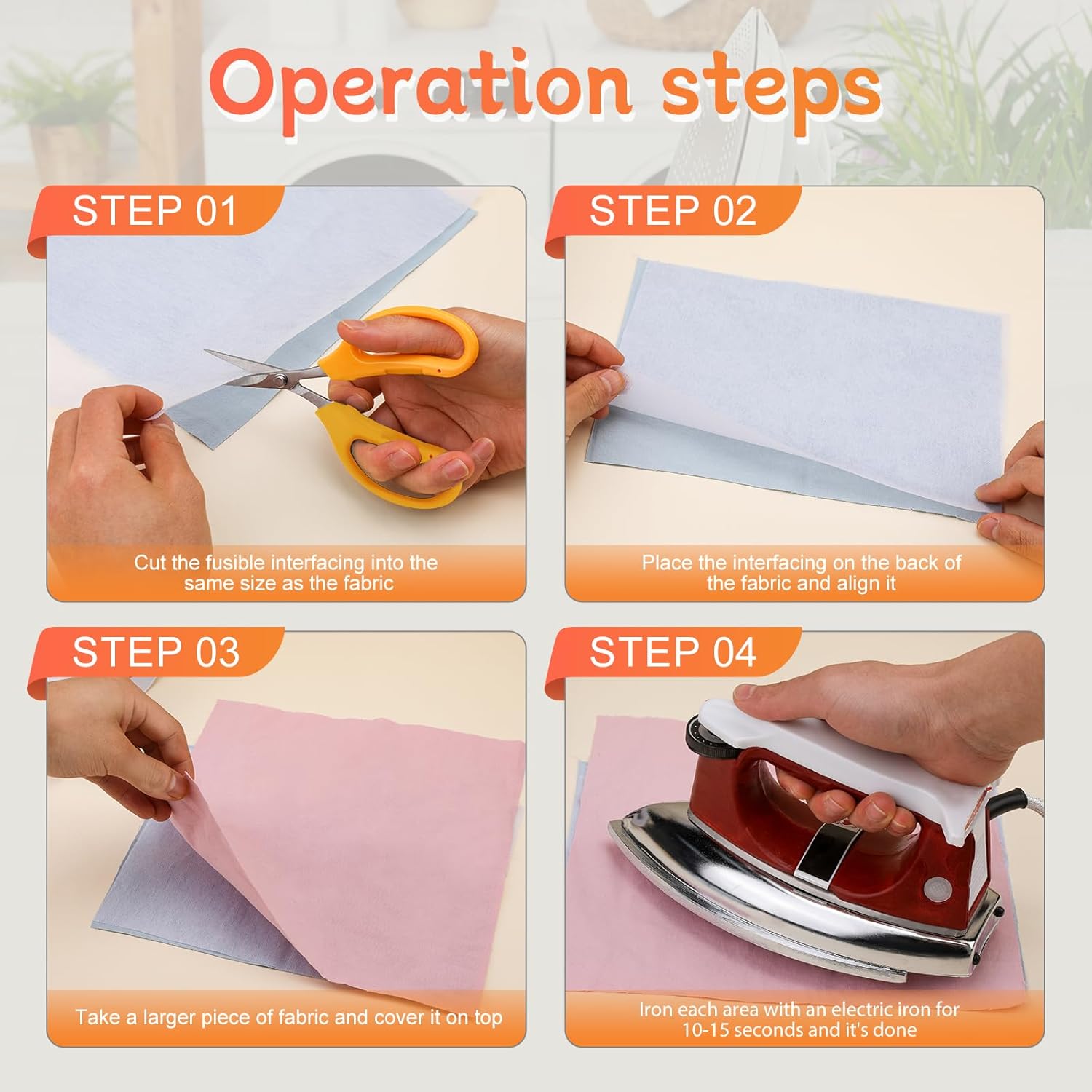 Thumbnail 2 de 2 Meters White Interfacing for Sewing – Medium Weight, Fusible, Iron-On (75 × 200 cm)