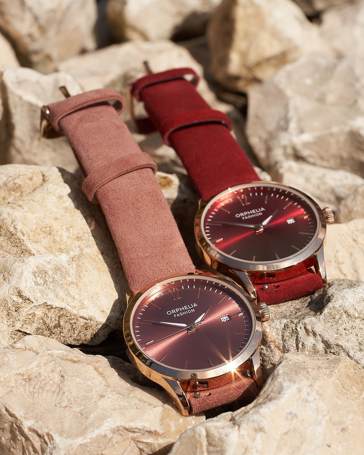 Detalle de Orphelia Fashion Orologio da polso da donna, analogico, Suede in Pelle – cassa oro rosa