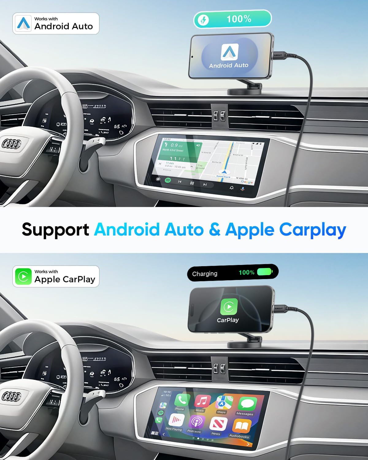 Thumbnail 1 de SUNGUY Android Auto USB Cable 10FT