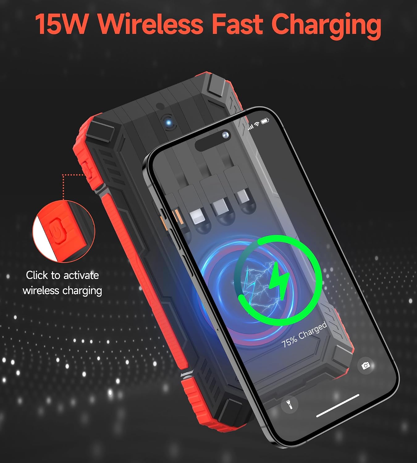 Detalle de Power Bank Solare 56800mAh con ricarica wireless: energia indipendente per esterni e viaggio