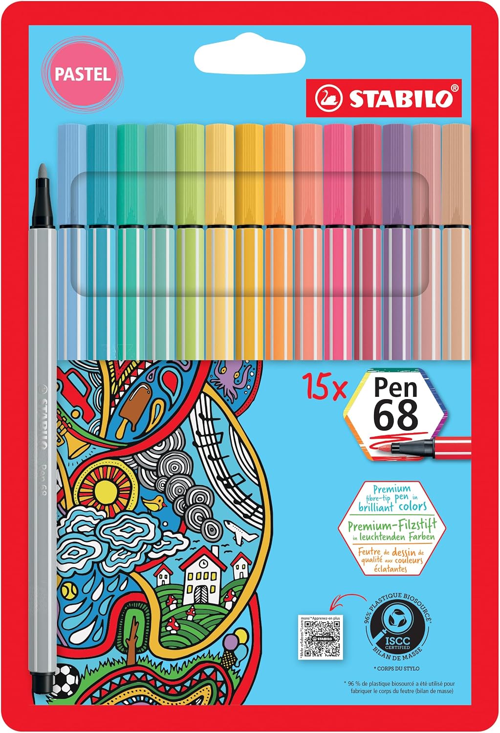 Detalle de STABILO Premium-Filzstift Pen 68 Pastellove Set – 15er Pack