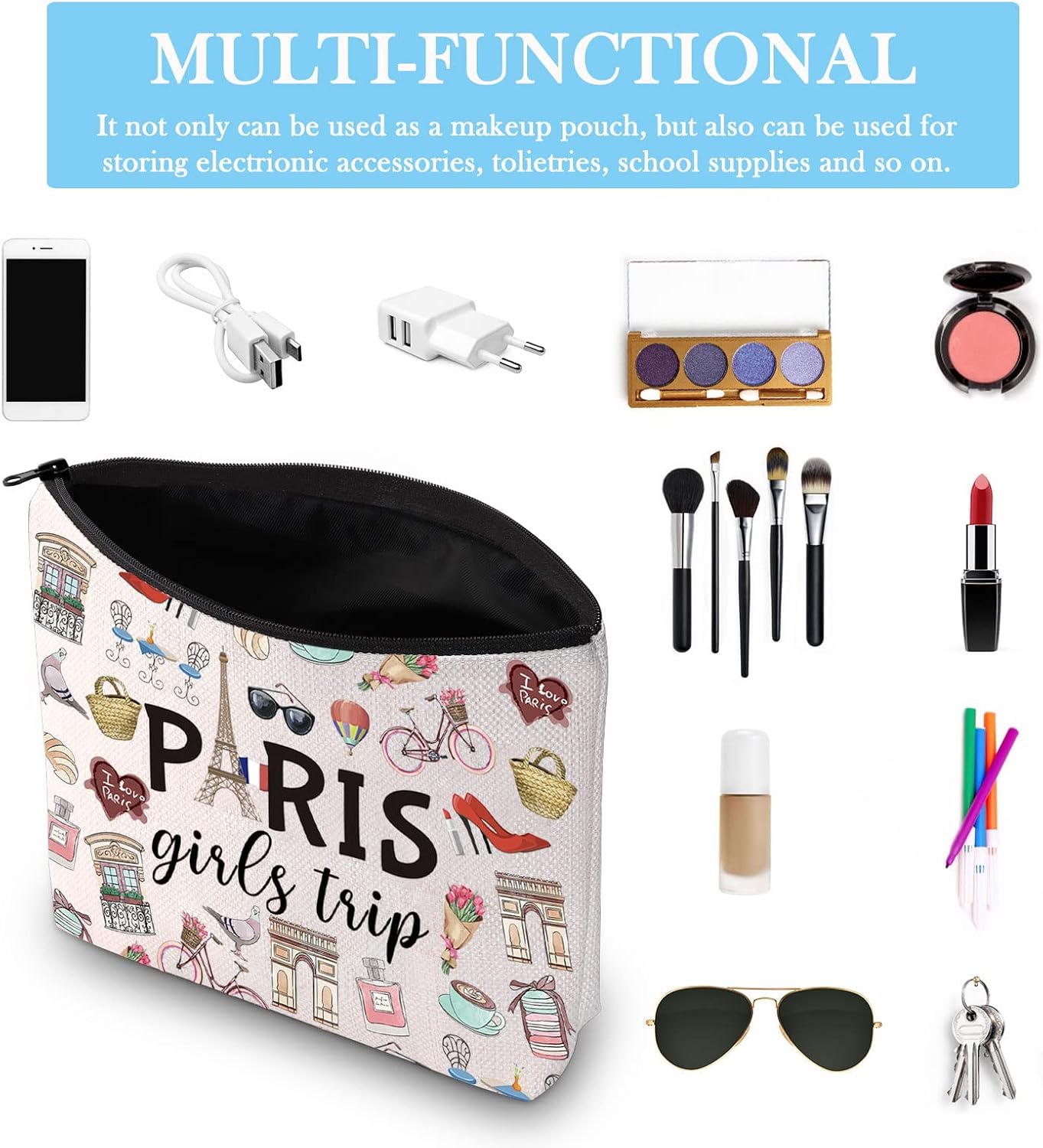 Thumbnail 4 de Paris Girls Trip Travel Makeup Bag