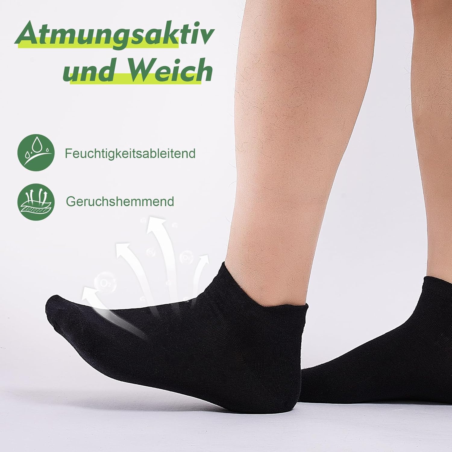 Detalle de SockWaddles 10 Paar Sneaker Socken für Herren & Damen – atmungsaktive Baumwoll-Kurzsocken (schwarz/weiß/grau)