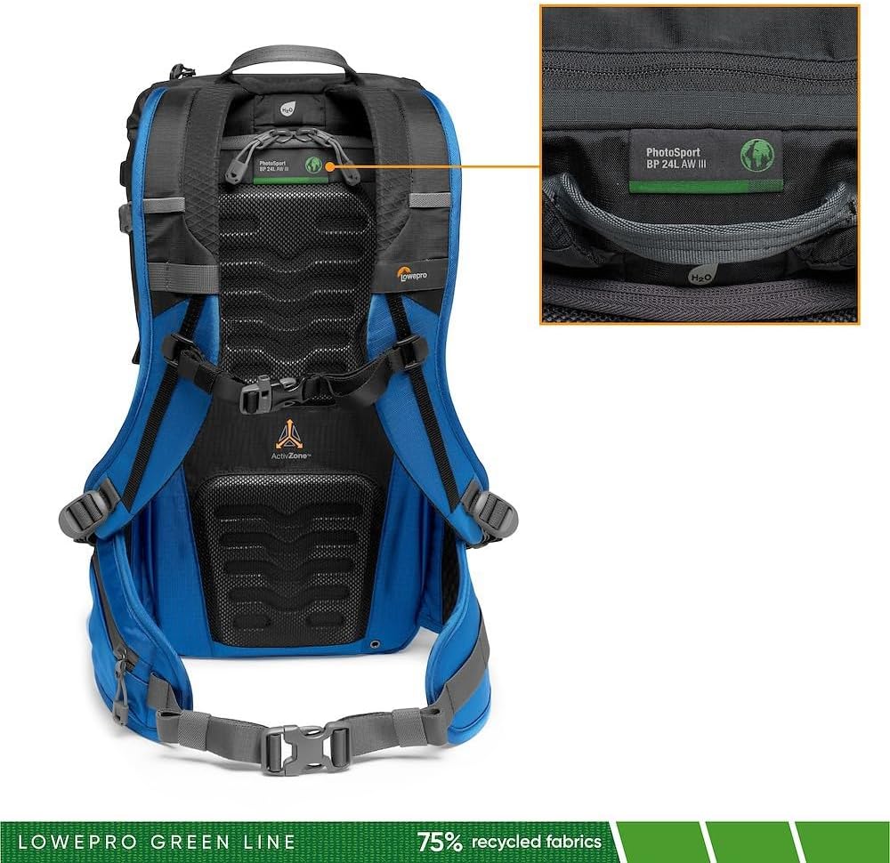Thumbnail 5 de Lowepro PhotoSport BP 24L AW III zaino fotografico da hiking con inserto mirrorless rimovibile, blu e nero (compatibile Sony α7)