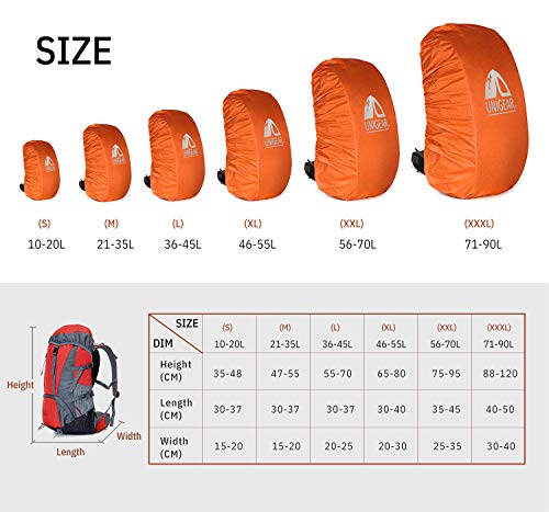 Detalle de Unigear Coprizaino Antipioggia 10–90 L – Protezione affidabile per zaini in viaggio, trekking e ciclismo
