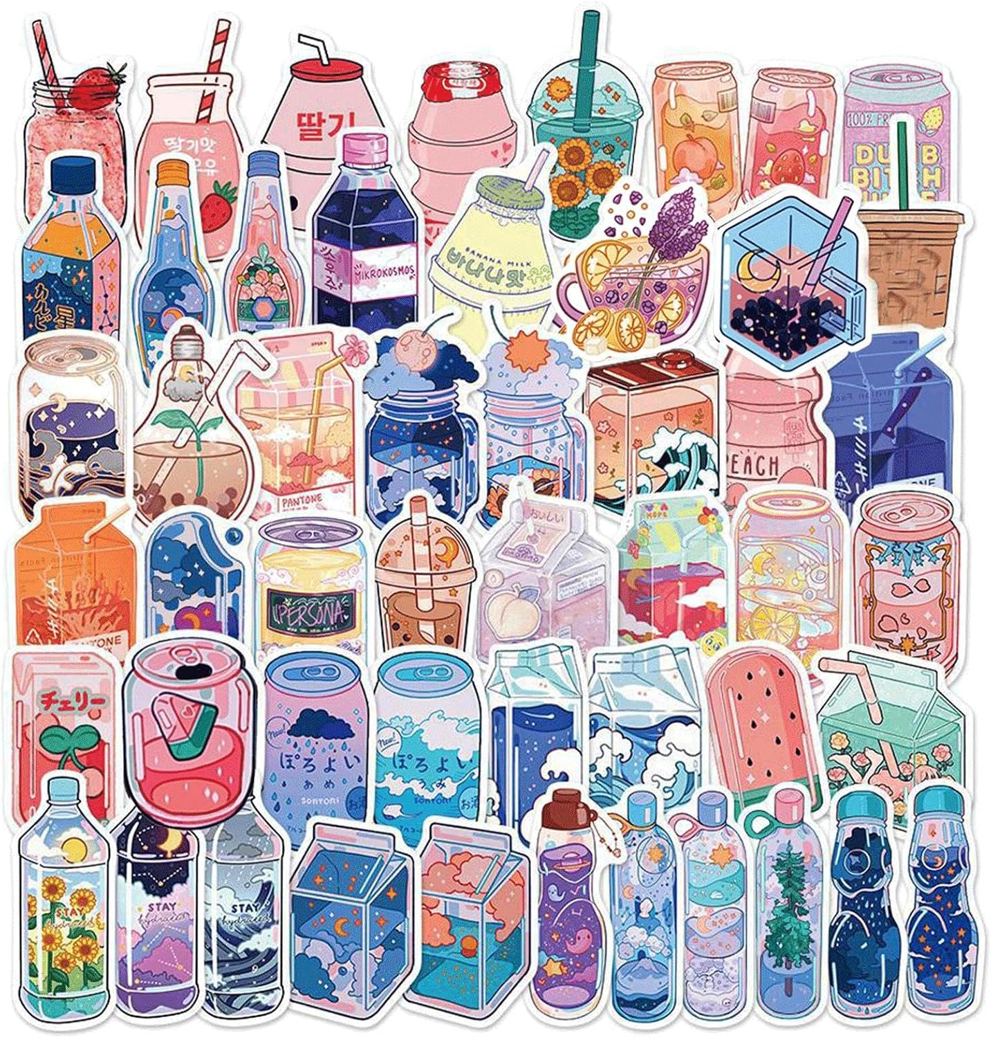 Detalle de Tufeifrank 100-Piece Cartoon Vinyl Stickers for Bottles, Laptops and Backpacks