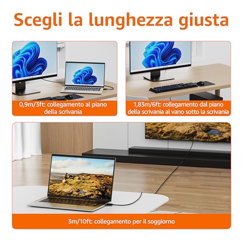 Detalle de Amazon Basics Cavo DisplayPort (Sorgente) → HDMI, unidirezionale, 4K@30Hz, 1.8 m, con connettori placcati oro