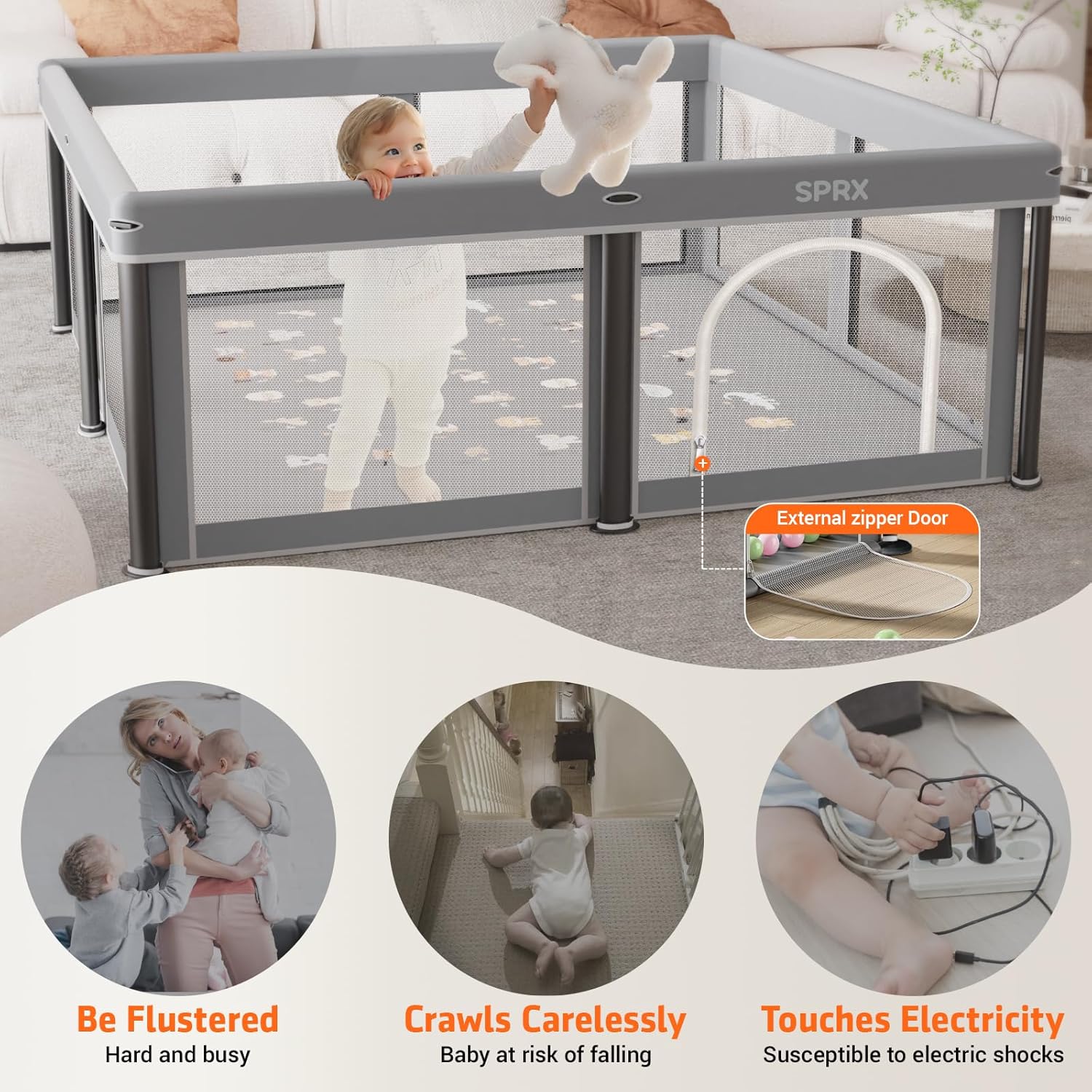 Thumbnail 2 de SPRX 50" x 50" Foldable Baby Playpen with Mat, Travel Bag and 50 Ocean Balls