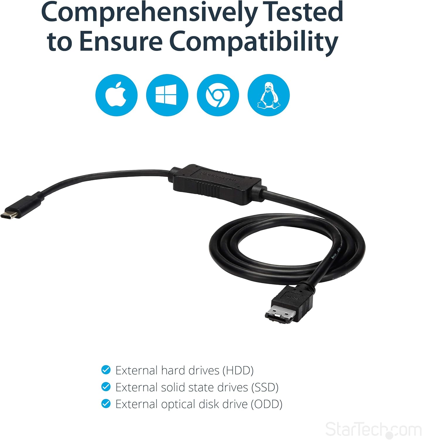 Thumbnail 2 de StarTech.com USB-C to eSATA Cable (USB 3.0 to eSATA Converter) for HDD/SSD/ODD, 3 ft/1m, 5 Gbps – USB3C2ESAT3