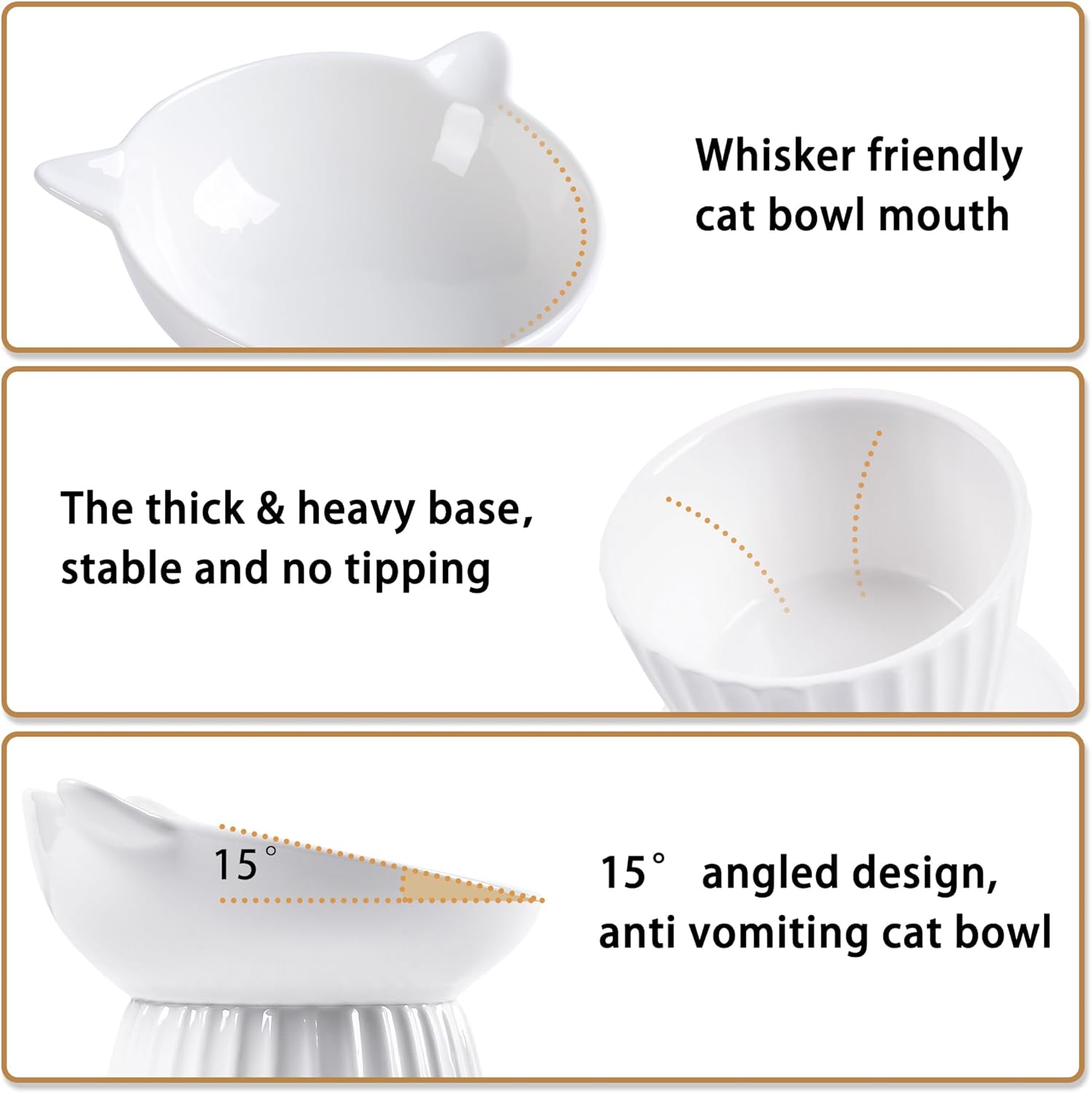 Detalle 2 de Elevated Cat Bowls 5in Tilted Ceramic