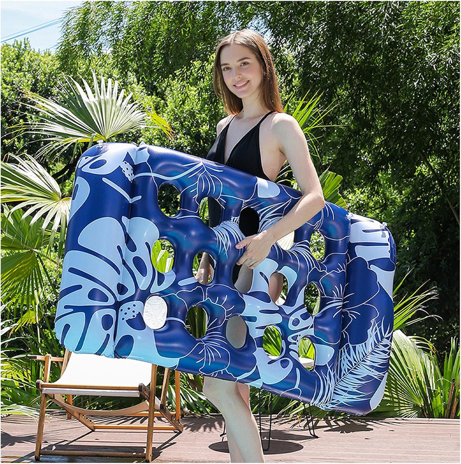 Detalle 2 de YELINTIAN Inflatable Pool Lounger with 15 Cooling Holes
