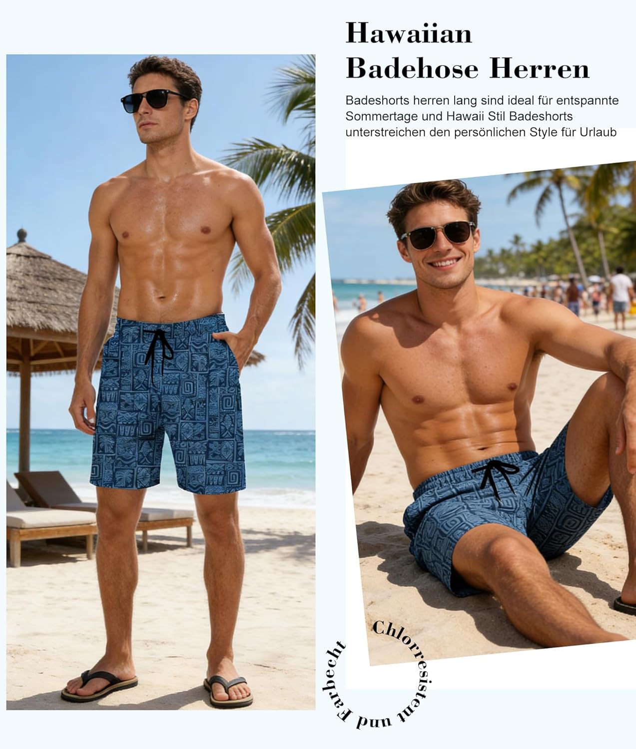Thumbnail 3 de werfami Badehose Herren Lang Badeshorts mit Innenhose UV-Schutz schnelltrocknend S–3XL