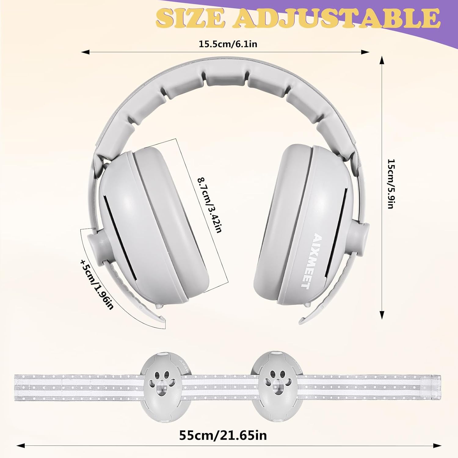 Thumbnail 5 de AIXMEET 2 in 1 Baby Noise Reduction Ear Muffs – 0-36 Months