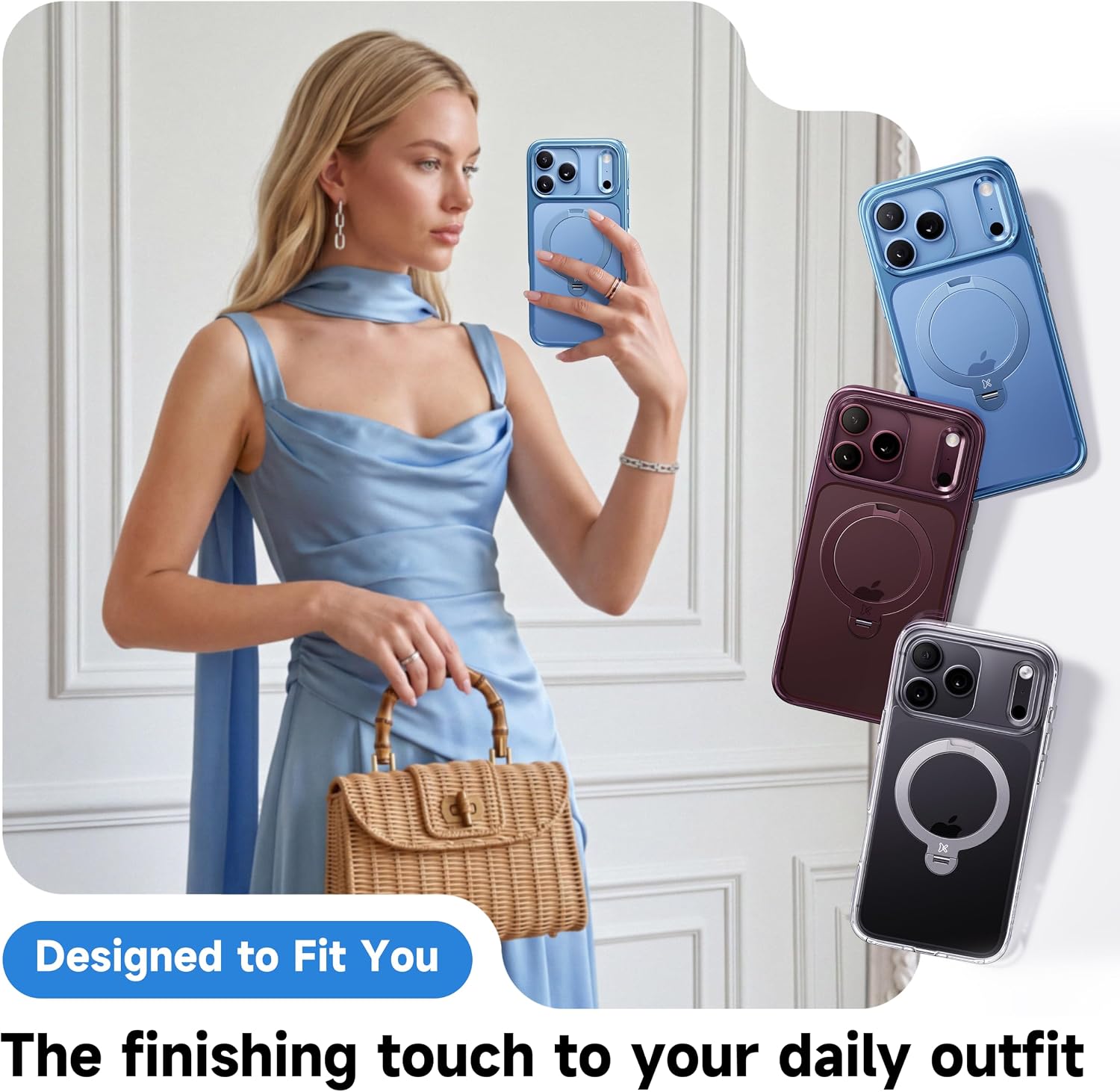 Detalle de CASEKOO MagicStand Pro Case for iPhone 18 Pro Max, Glacier Blue, MagSafe