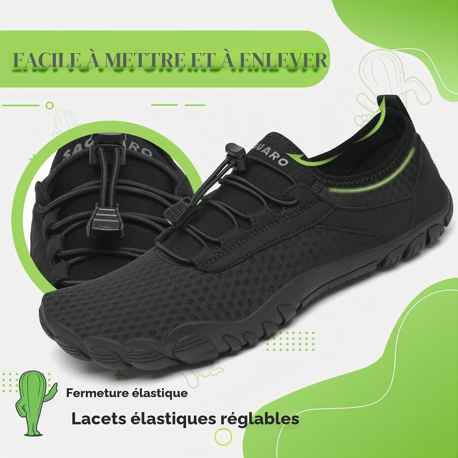 Detalle de SAGUARO Homme Femme Chaussures Aquatique Séchage Rapide — Chaussons de Plage GR.36-48 EU