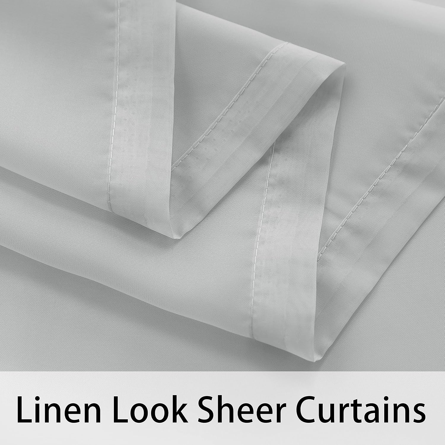 Detalle de BONZER 2 Waterproof Sheer Outdoor Curtains, 2 Panels, 54 x 108 in, Cloud Grey