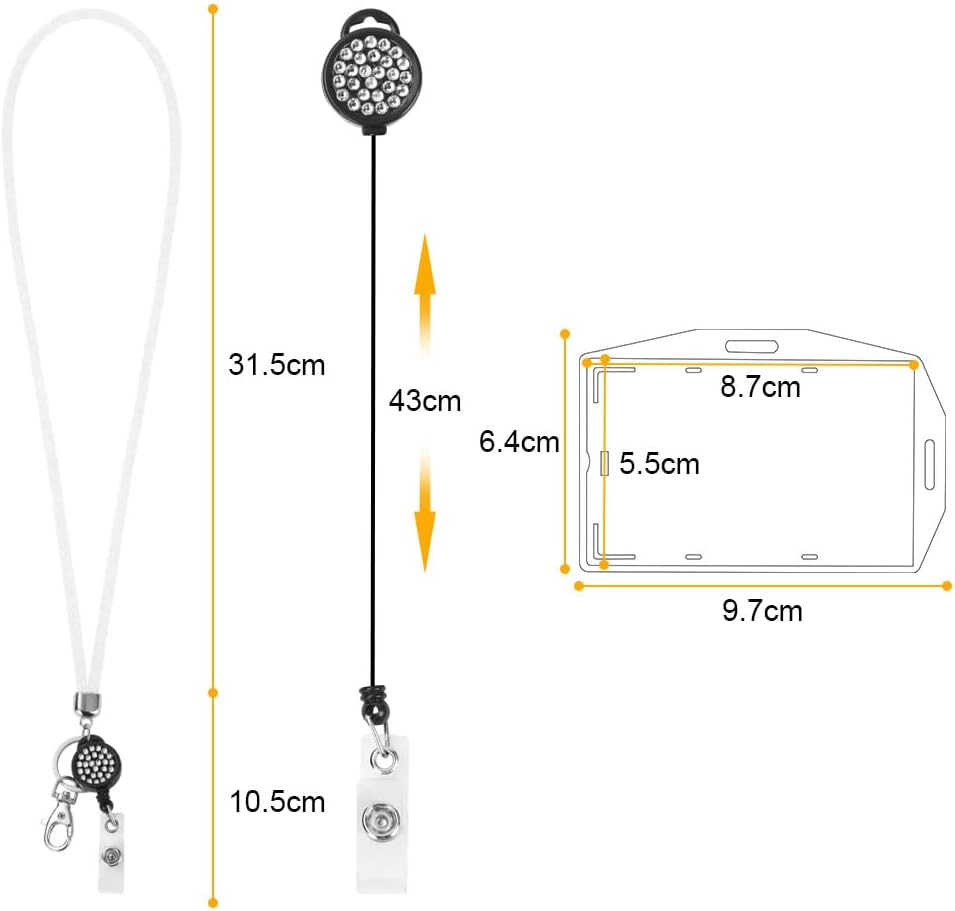 Detalle 2 de Vicloon Lanyard mit Kartenhalter – Kristall-Design, Ausweis-Halter und Schlüsselanhänger, Reines Weiß