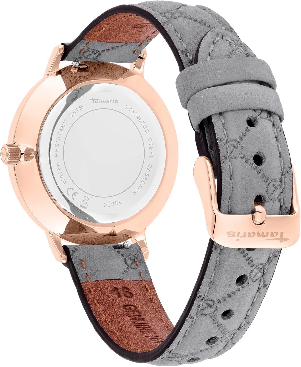 Detalle de Tamaris Damenuhr mit Lederband – klassisch-modern, 36 mm Gehäuse