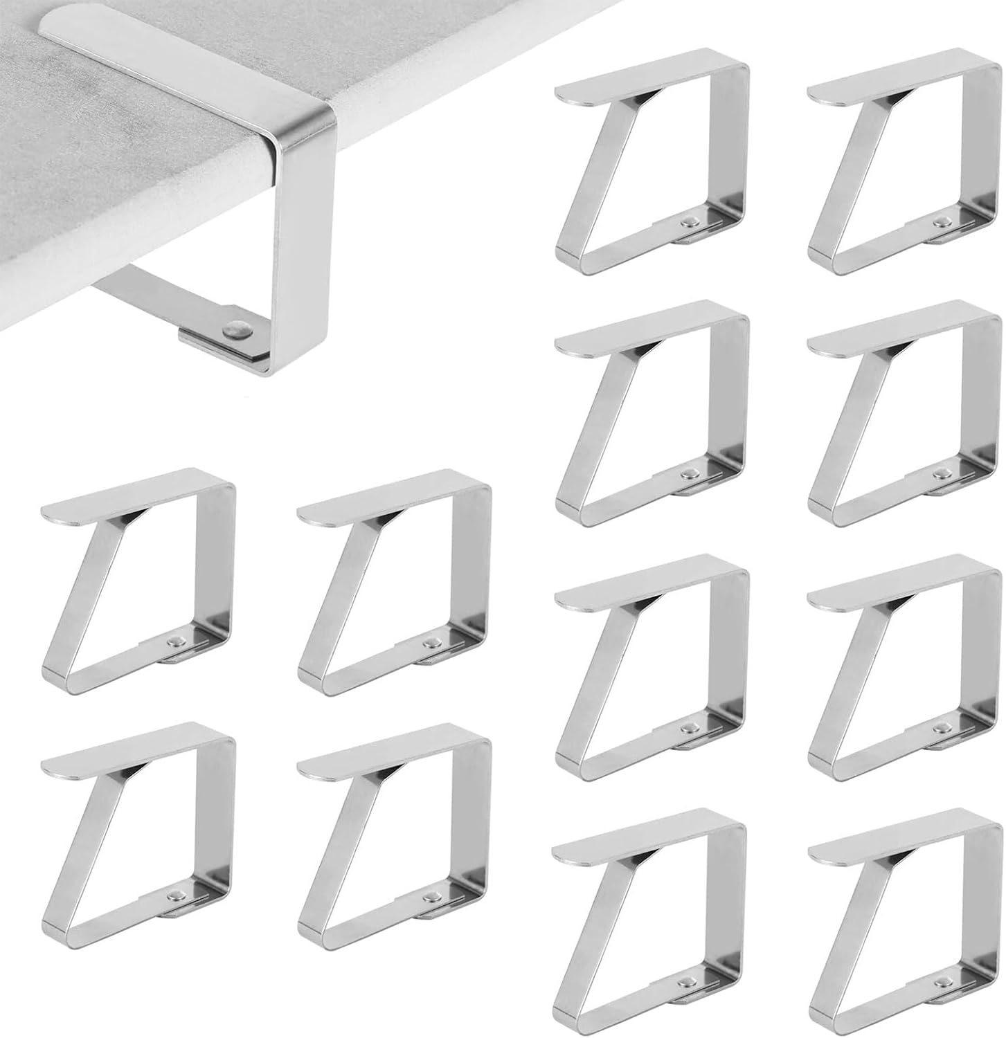 Detalle de MEIRRAI bordsduksklämmor, 12-pack i rostfritt stål