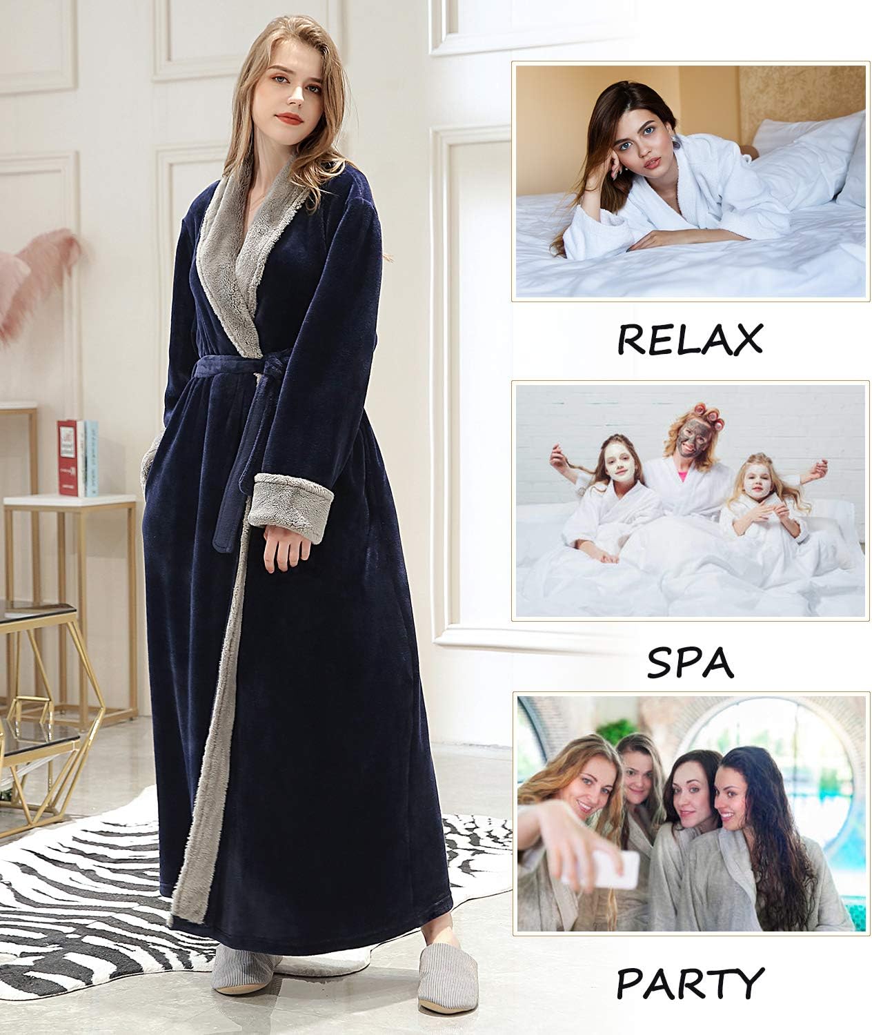 Detalle de CaiDieNu Robe De Chambre Femme Polaire Longue – Douceur et chaleur pour l’hiver