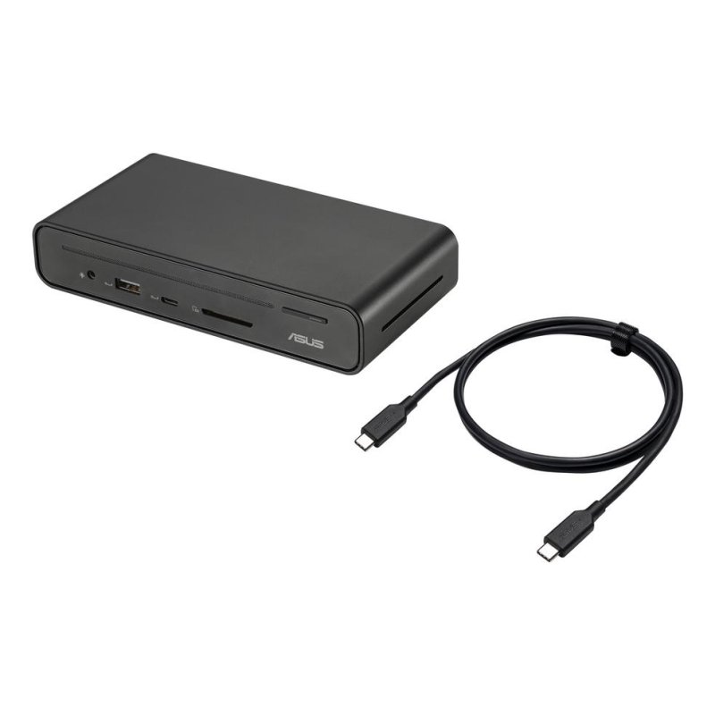 Detalle de Base ASUS DC301: Dock USB-C de 3 pantallas, 90 W y conexión central para portátil