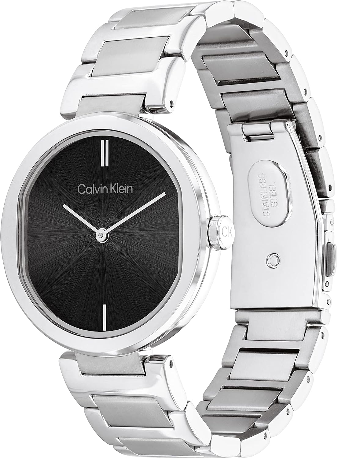 Detalle 2 de Calvin Klein Orologio analogico al quarzo da donna CK Sensation con quadrante nero e cinturino in acciaio inossidabile o in pelle