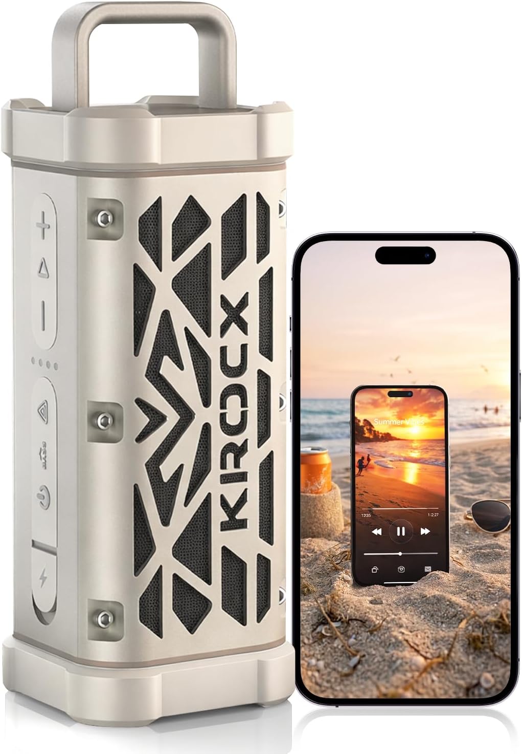 Imagen de KROCX TRAVOR Magnetic Bluetooth Outdoor Speaker: Rugged All-Aluminum 45W with Deep Bass en OfertitasTOP
