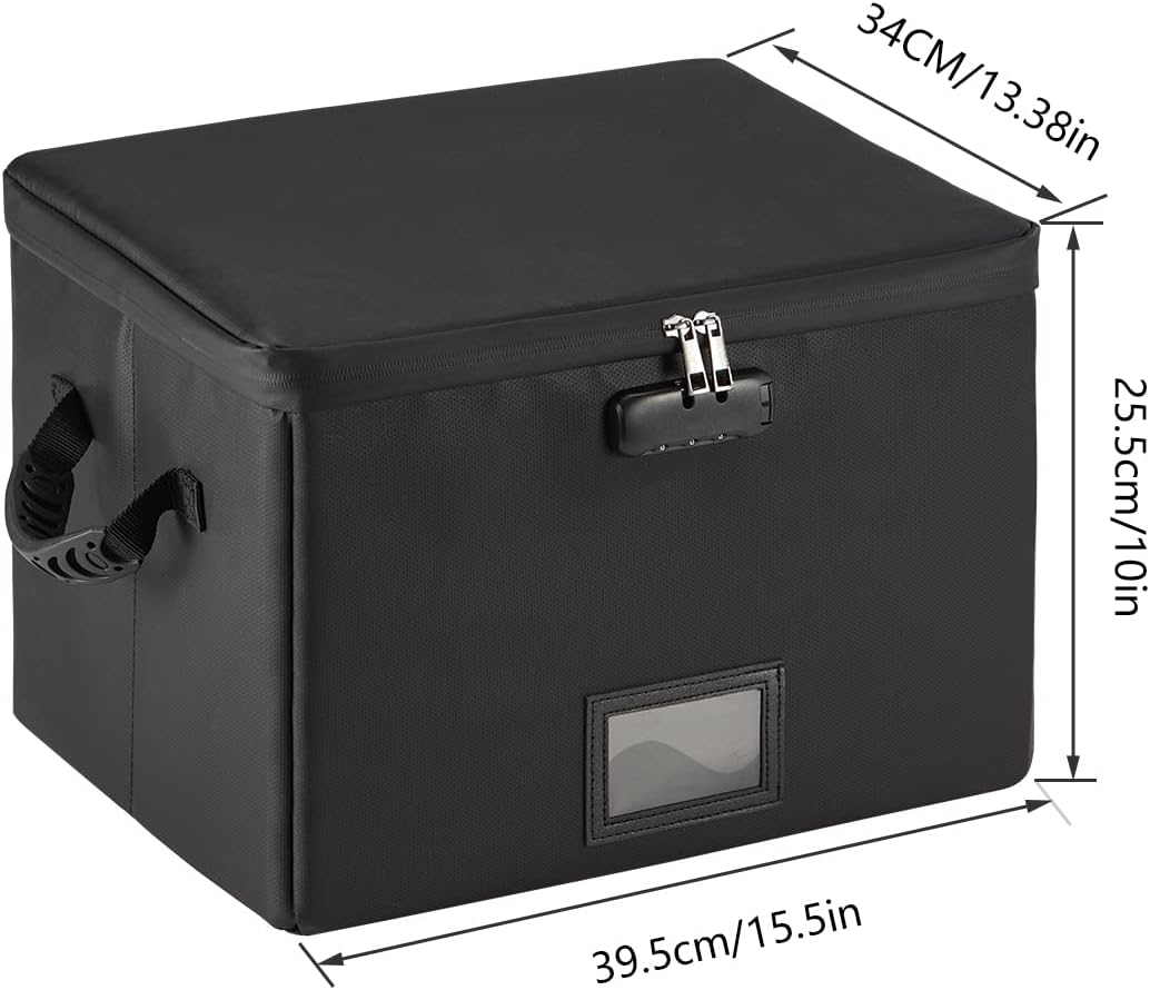 Detalle de Fireproof Document Box with Lock – Fireproof & Waterproof Collapsible File Storage Case for Letter/Legal