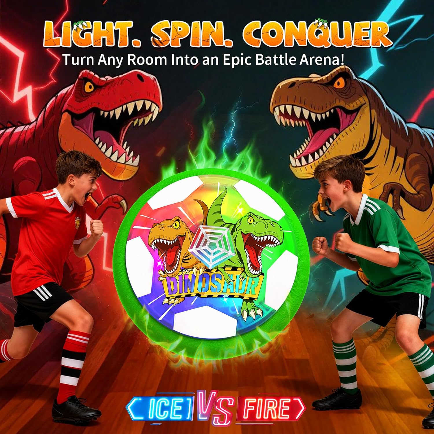 Thumbnail 3 de Dinosaur Toys Glowing Hover Soccer Ball for Boys (Light Up Dino Air Hover Ball, Indoor/Outdoor)