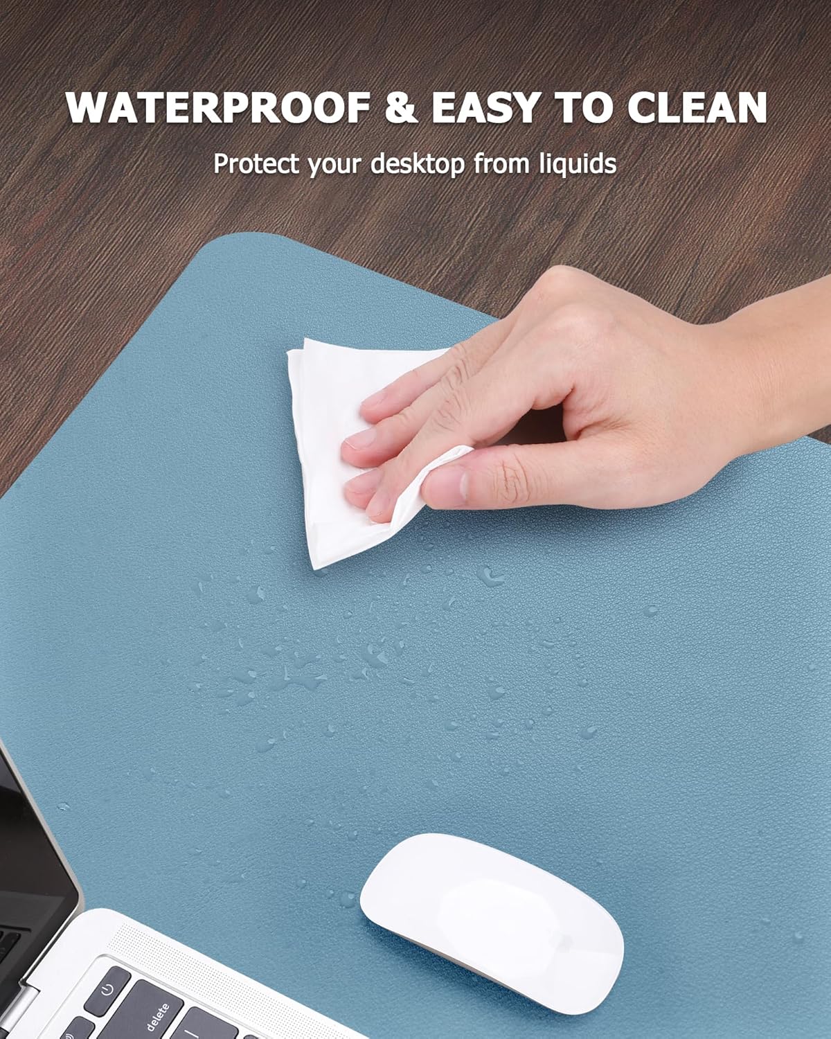 Thumbnail 4 de MOLMO Non-Slip Desk Mat (Azure, 60 x 35 cm) — Waterproof Leather Writing Pad for Office and Home