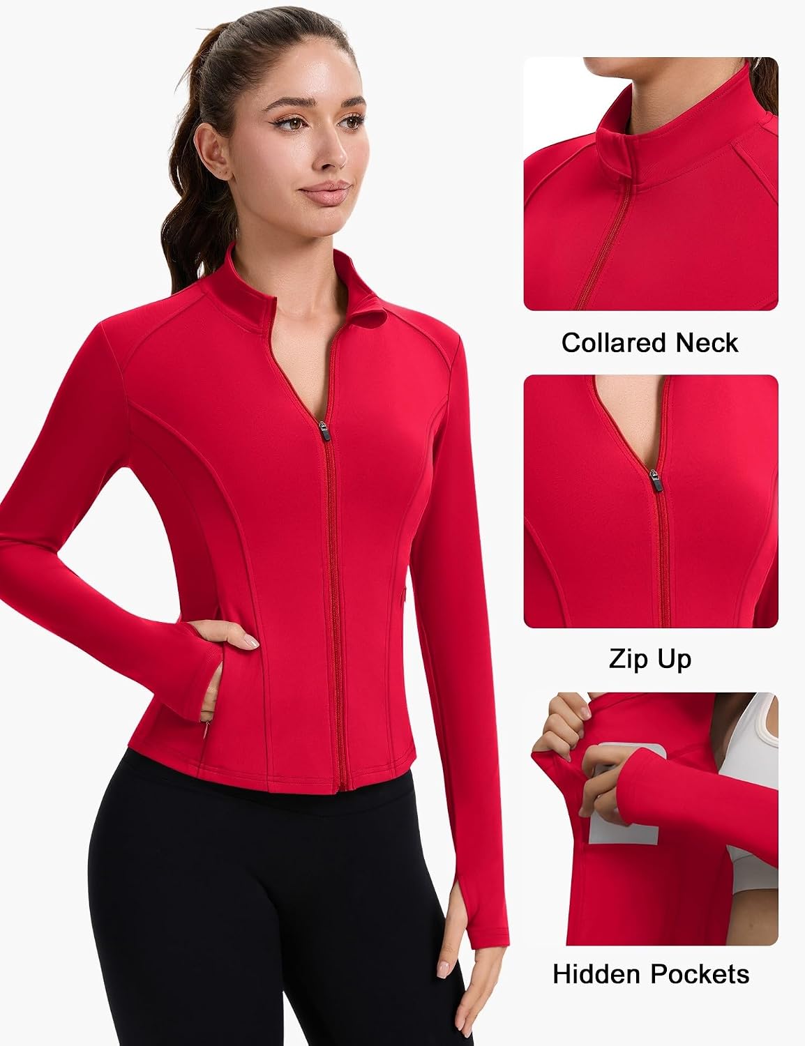 Detalle 2 de ZHENWEI Women's Cropped Workout Jacket, Nylon-Spandex Blend