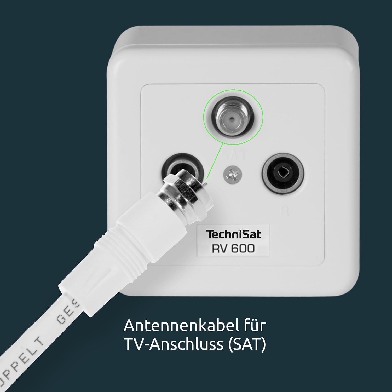 Detalle de TechniSat COAXSAT 2150 – 10 m SAT TV Antennenkabel (Koaxial Kabel HDTV, DVB-S/S2, Radio DAB) in Weiß